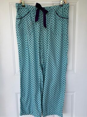 •Victoria’s Secret• Aqua & Purple Polka Dot Lounge/Pajama Pants - Size Large